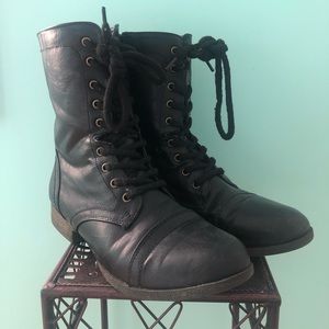 Madden Girl black combat boots